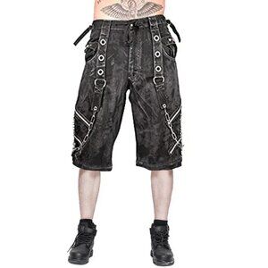 Prime Quality Bondage Gothic Wax Cotton Men's Cyber Rave Techno Punk Shorts